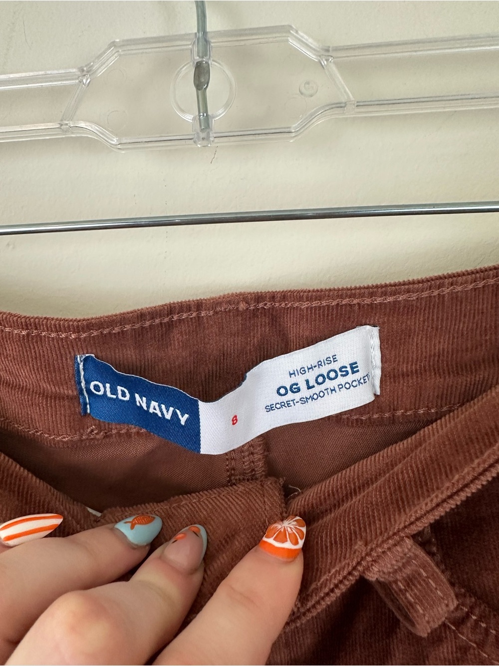 Old Navy Brown High Rise OG Loose Corduroy Pants Size 8 Women's - Picture 4 of 5